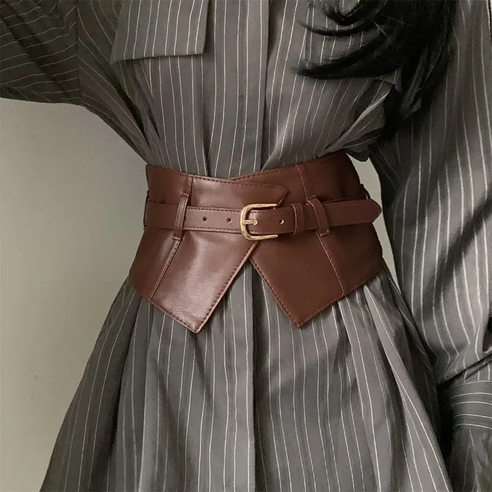 Fashion Wide Buckle Corset Waist Belt PU Leather Decorative Waistband Strap DIY Waist Cover For Women Lady Girl