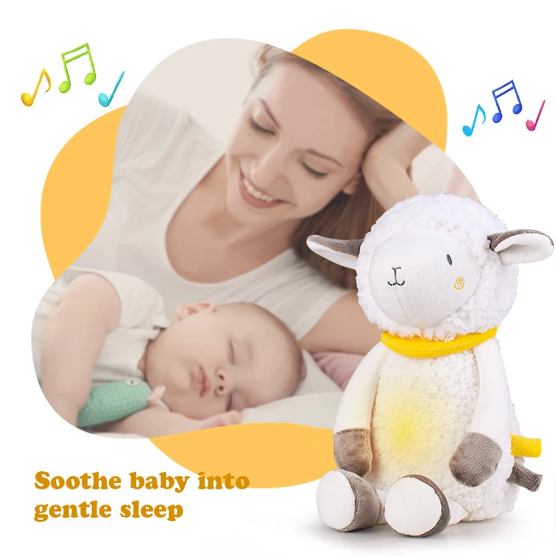 Lewenee Baby Doll Soothing Light Music Starry Sky Light Toys Baby Plush Soothing Doll Sleep Doll Toy Children Accompanying Toys