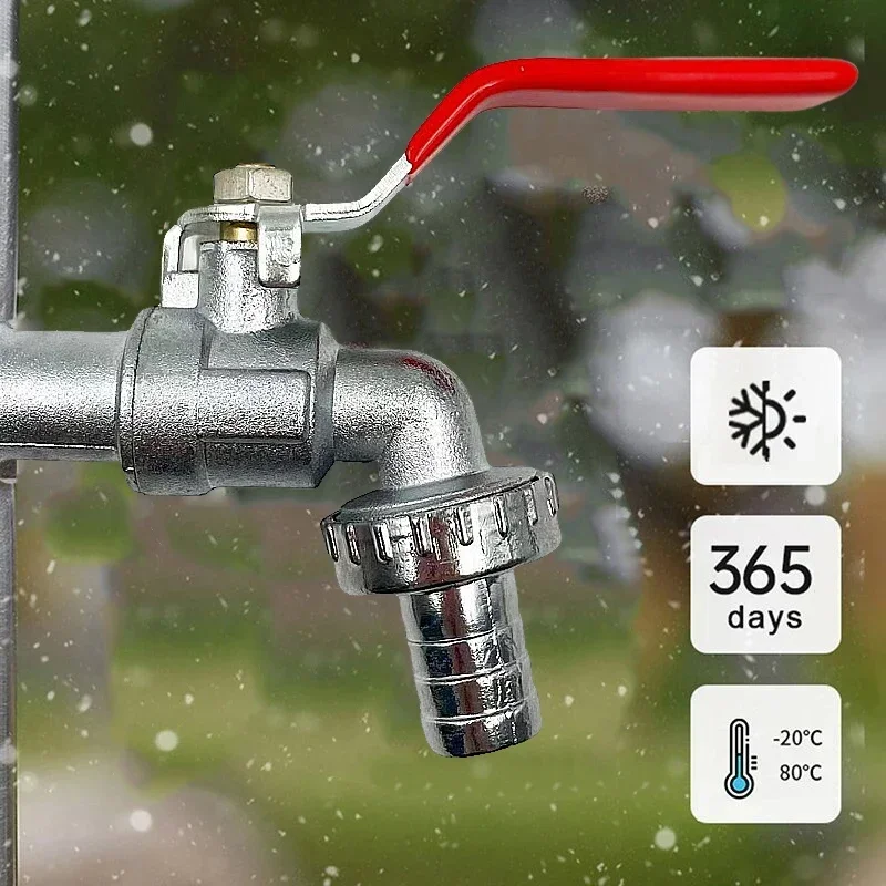 Red Handle Single Double Head Water Faucet for Washing Machine 1/2'' Inlet Outlet Outdoor Garden Faucet Zinc Alloy Water Nozzle