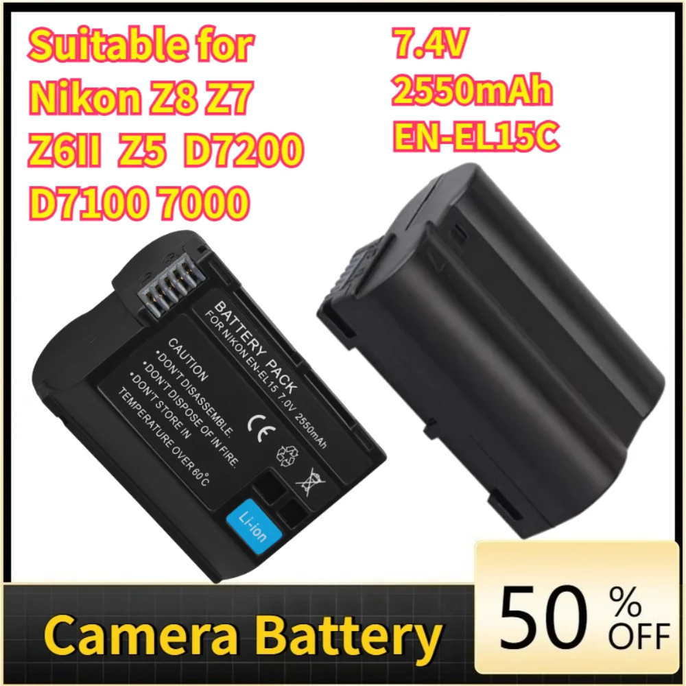 

EN-EL15C Battery for Nikon D7000 D7100 D7200 D7500 Z5 Z6 Z7 Z8 II2D750 810850610 Camera Battery