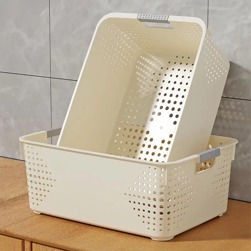 ~Multi Size Vented Plastic Storage Baskets With Handles Stackable Organizer Bins For Kitchen Pantry Bathroom
