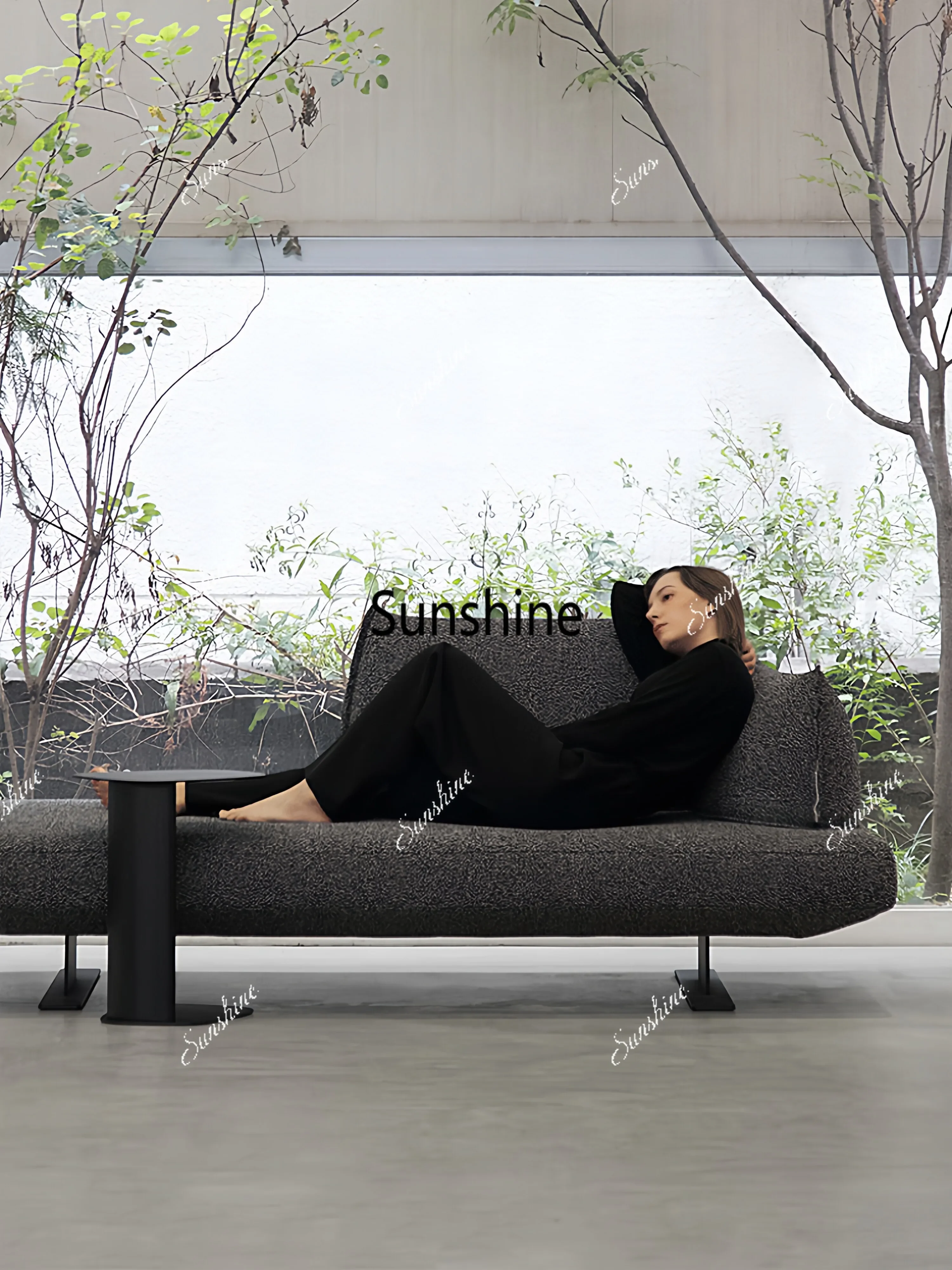 Italian minimalist living room double triple double-sided seated fabric sofaT*