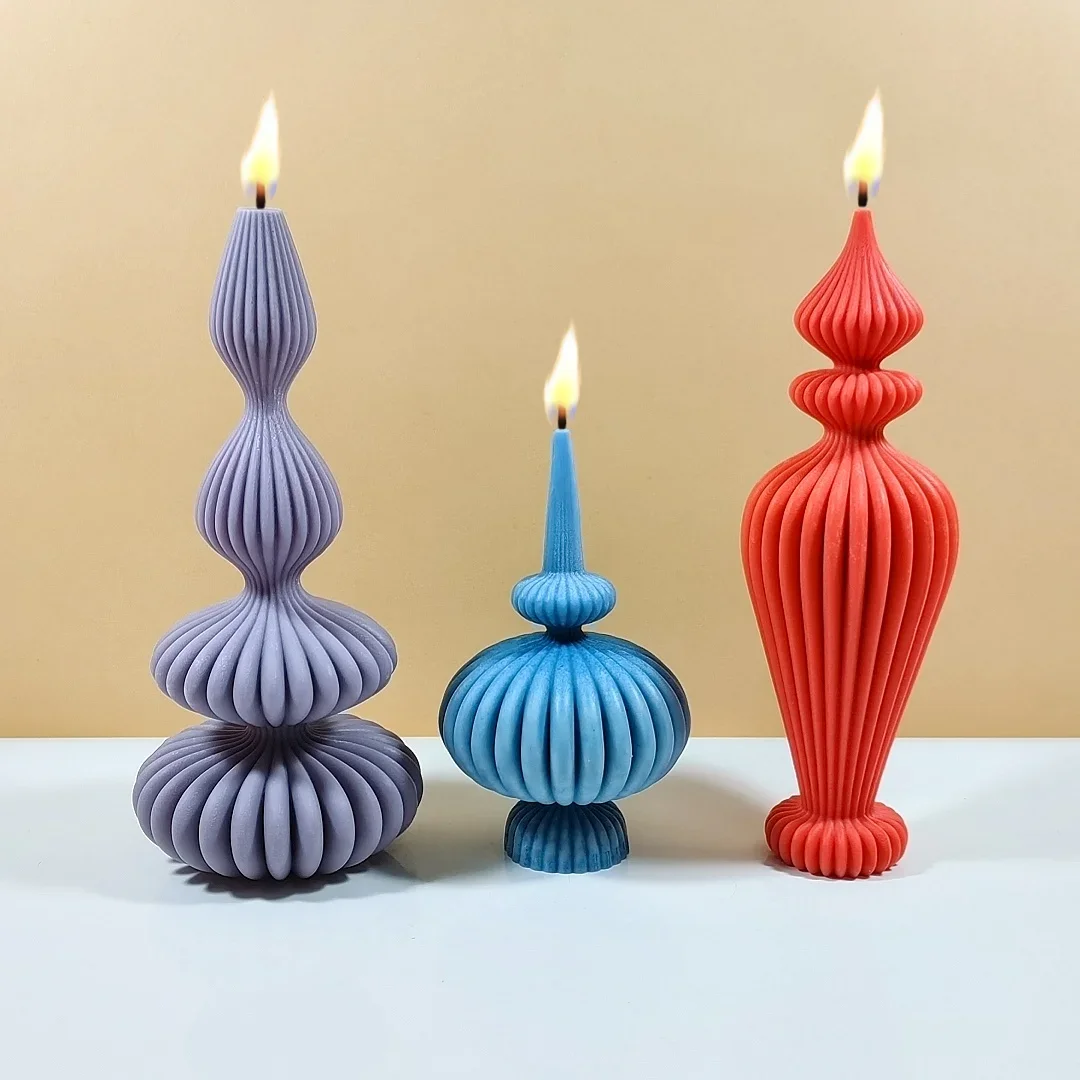 8-36cm Large Vase shaped candle silicone mold Striped Roman column candle silicone mold table lamp shaped resin mold Gypsum mold