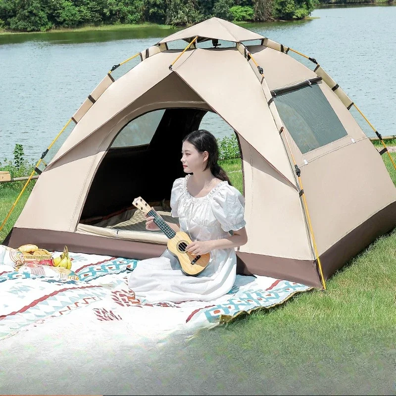 Outdoor tent, fully automatic quick-opening sunscreen camping, Oxford cloth silver-coated waterproof tent