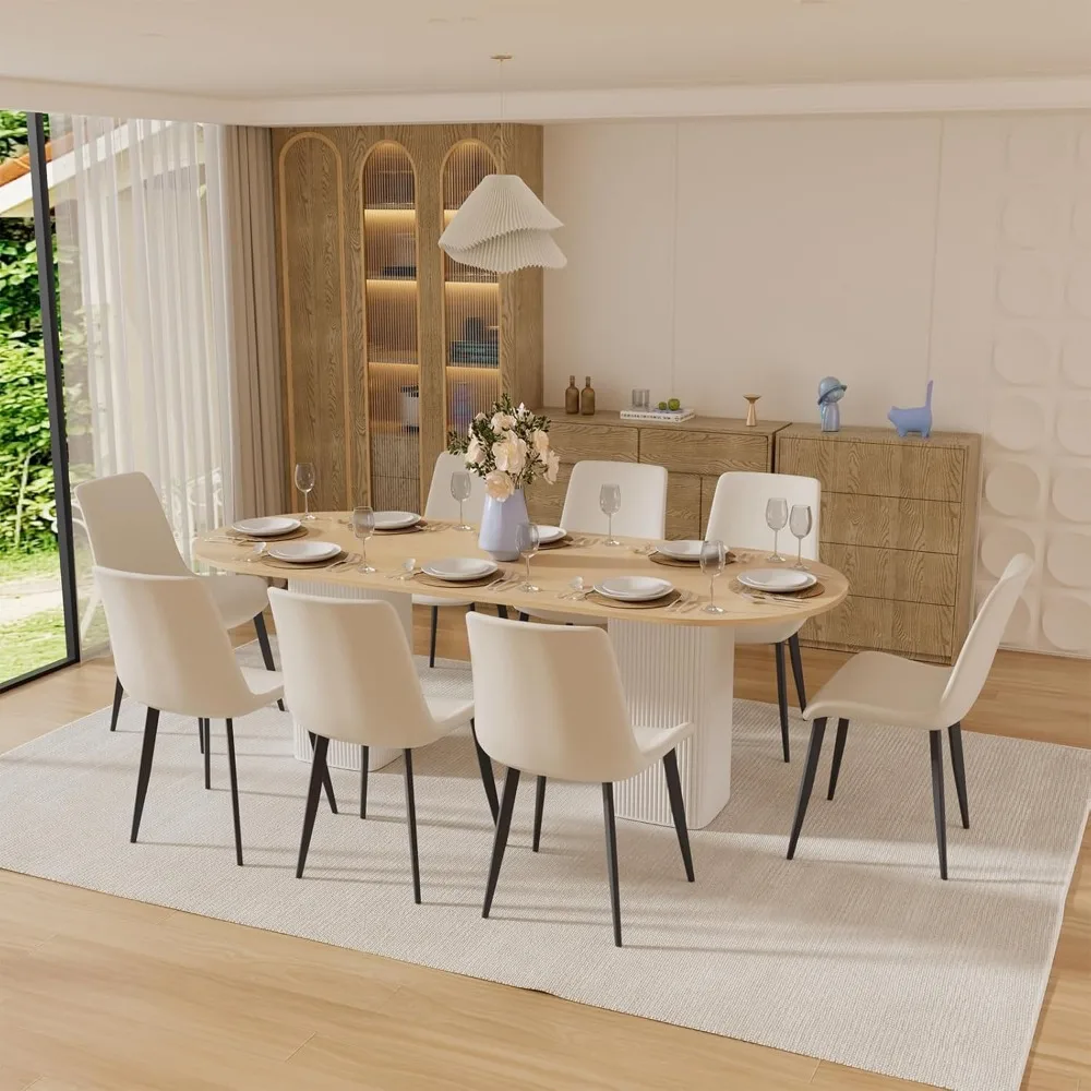 

​ ​ Современные обеденные стулья из искусственной кожи — мягкие сиденья с прочными металлическими ножками, акцентные боковые стулья для столовой и кухни ​ ​