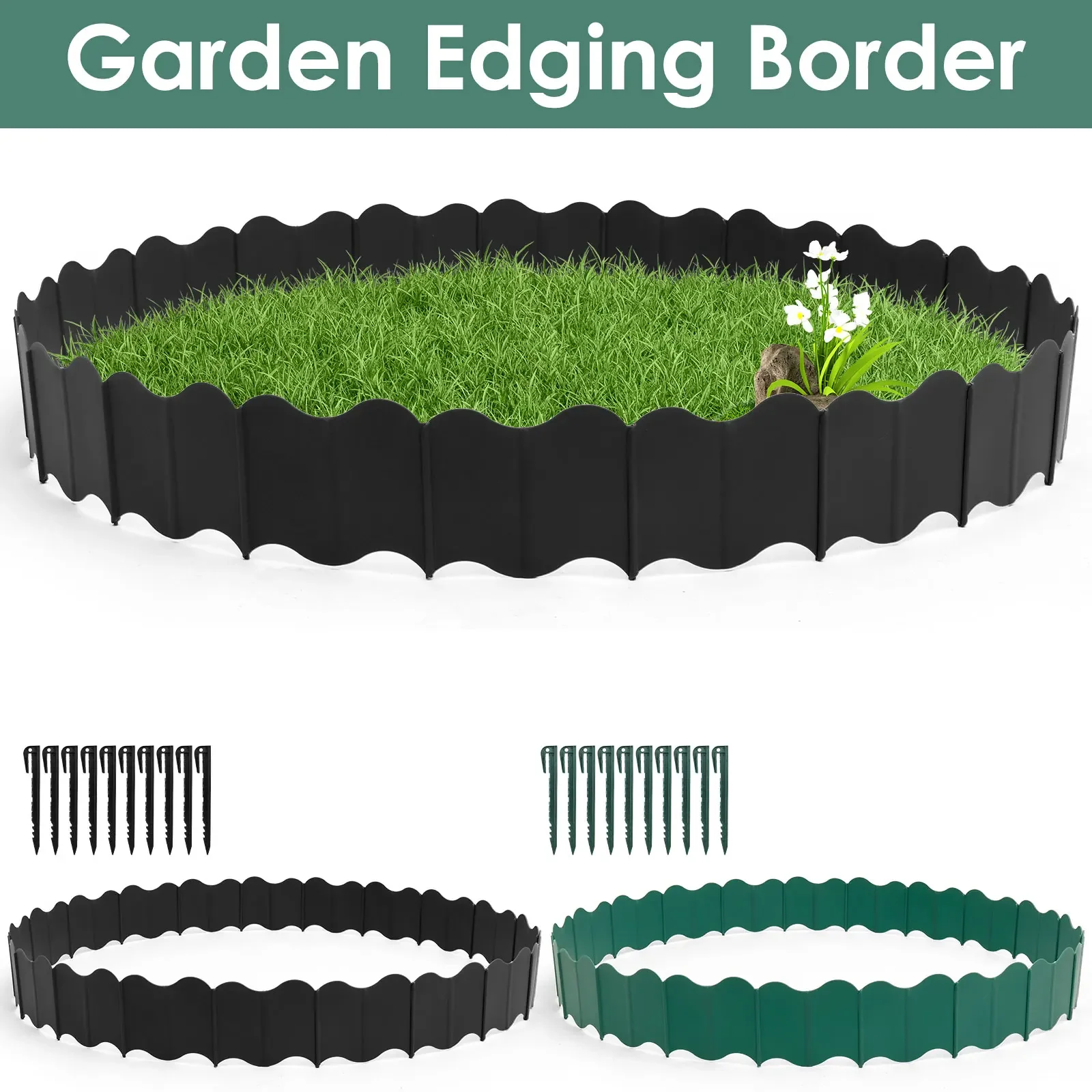 20PCS Lawn Gardens Fence Edgings Kit Easy to Install Versatile Edging Border No Dig Landscape Sturdy Gardens Landscape Edging