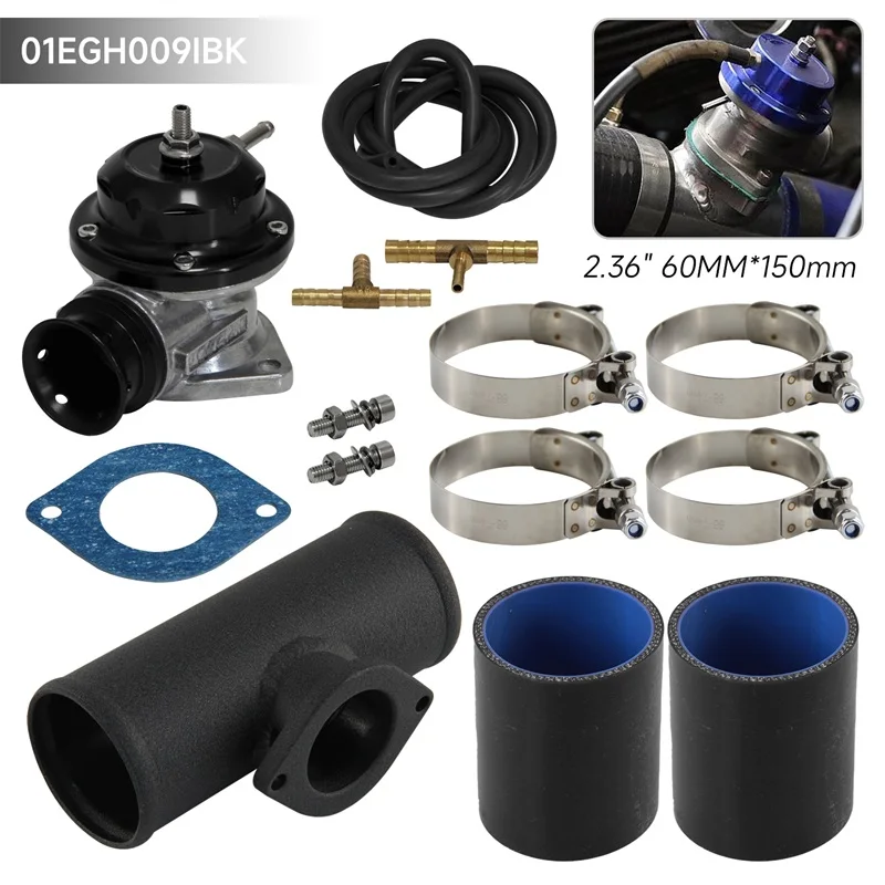 

10PSI Blow Off Valve BOV +Type RS 2.36'' 60mm Flange Pipe Adapter Silicone Hose Kit