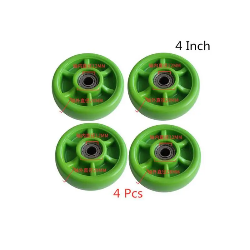 

4 Packs 4 Inch Cyan Caster Polyurethane Single Wheel Wear Resistant Cart Double Bearing