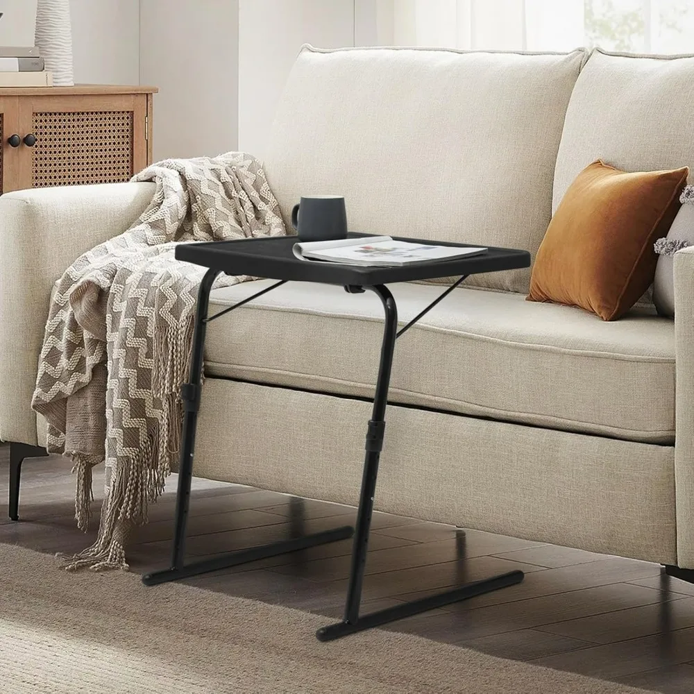 Athena Collection Folidng TV Tray Portable Small Folding Table 6 Height Adjustable  3 Tilt Angle Adjustable TV Dinner Table Tray