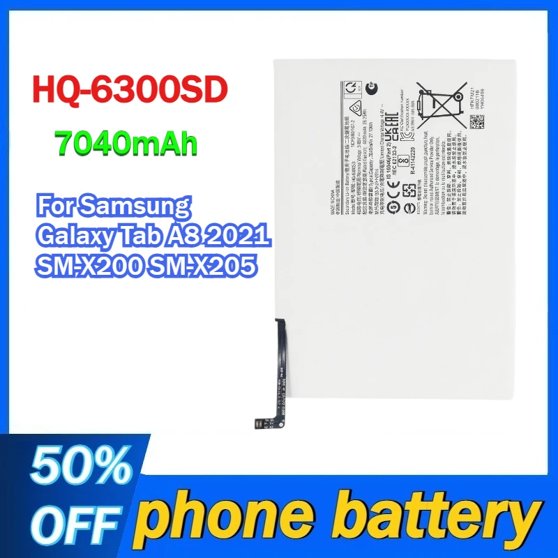 

HQ-6300SD 7040mAh Replacement Battery for Samsung Galaxy Tab A8 2021 SM-X200 SM-X205 Tablet Batteries