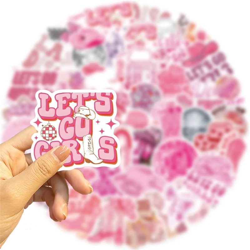 10/30/50PCS Cute Girl Cowboy Sticky PVC Sticker Aesthetic Stationery Pink DIY Decoration Scrapbooking School Supplies