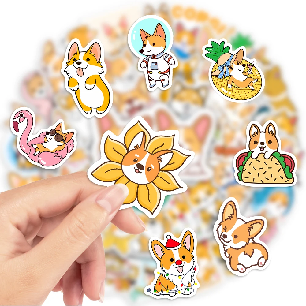 Cute Kawaii Corgi Pet Dog Decorative Washi Stickers Scrapbooking Label Diary Stationery Album Computer Refrigerator Skateboard