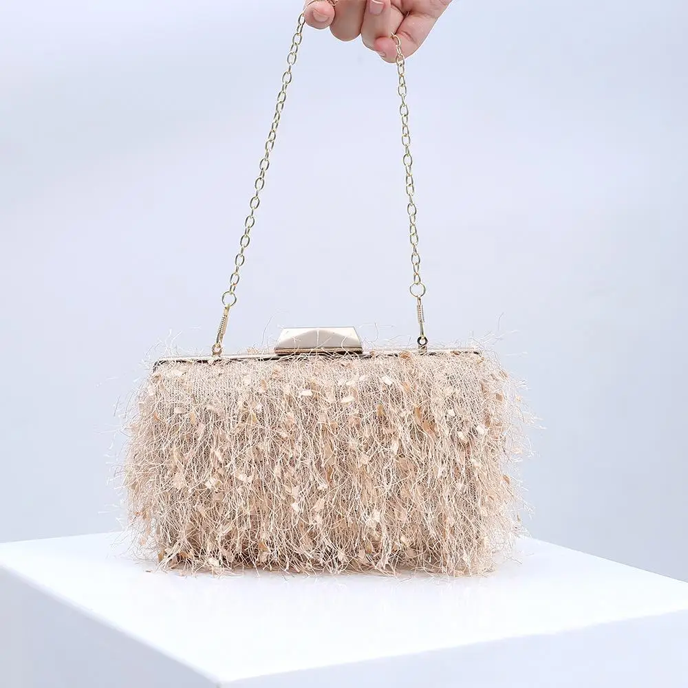 Korean style wedding clutch purse handbags with tassel new fashion crossbody shoulder sling bag women trendy designer purse