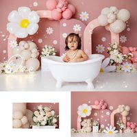 Boho Daisies Balloon Arch Photography Backdrop Kids Baby Cake Smash Photocall Decors Child Girls Adult Birthday Backgrounds