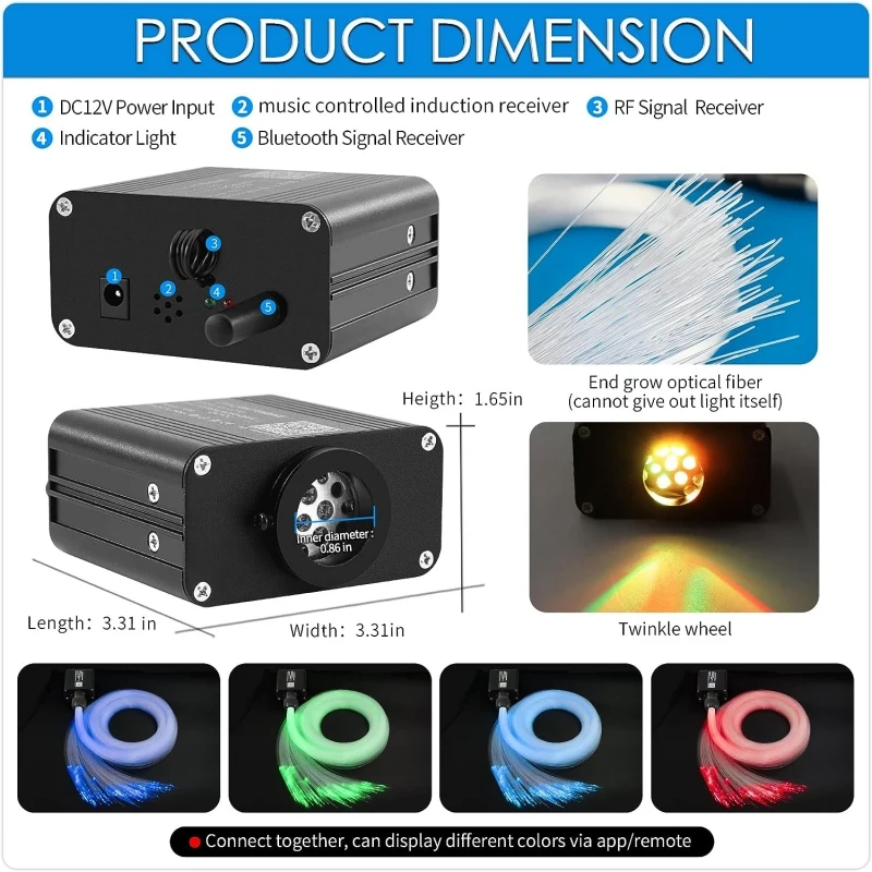 16W RGBW Twinkle LED Fiber Optic Star Ceiling Light Source DC12V Starlight Headliner Light Engine For Car Interior Decoration