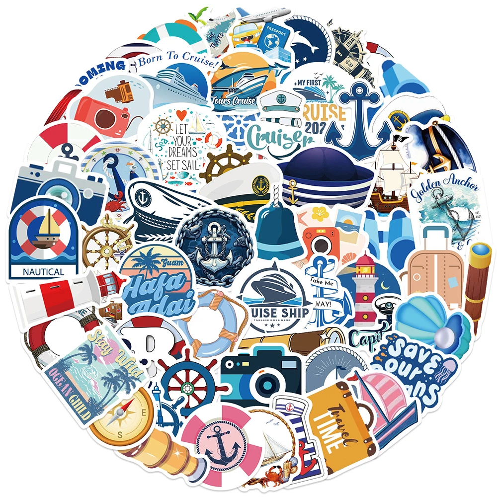 10/30/62 sztuk Cartoon żeglarstwo naklejki podróżne żeglarstwo Graffiti naklejka na notebooka bagaż Laptop telefon fajne naklejki winylowe zabawki