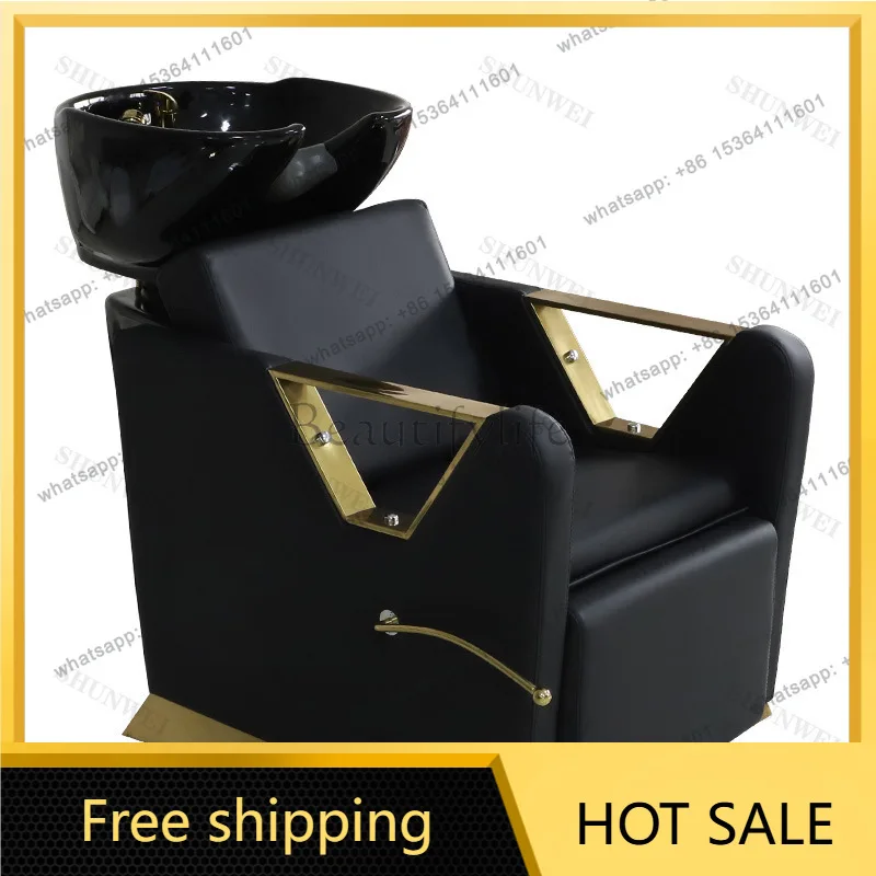 Factory Direct Sales Light Luxury Shampoo Bed Special Integrated Hair Salon Ceramic Flush Bed