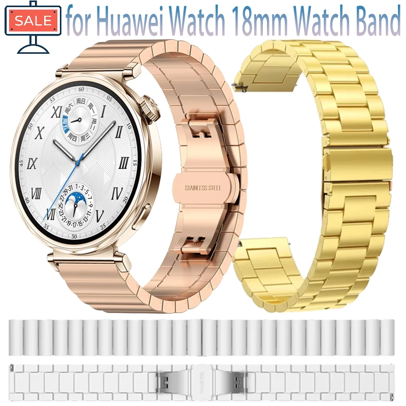 

Металлический ремешок 18 мм для Huawei Watch GT5/4 41 мм, металлическая пряжка-бабочка из нержавеющей стали, роскошный браслет для Huawei Watch GT5 Pro 42 мм