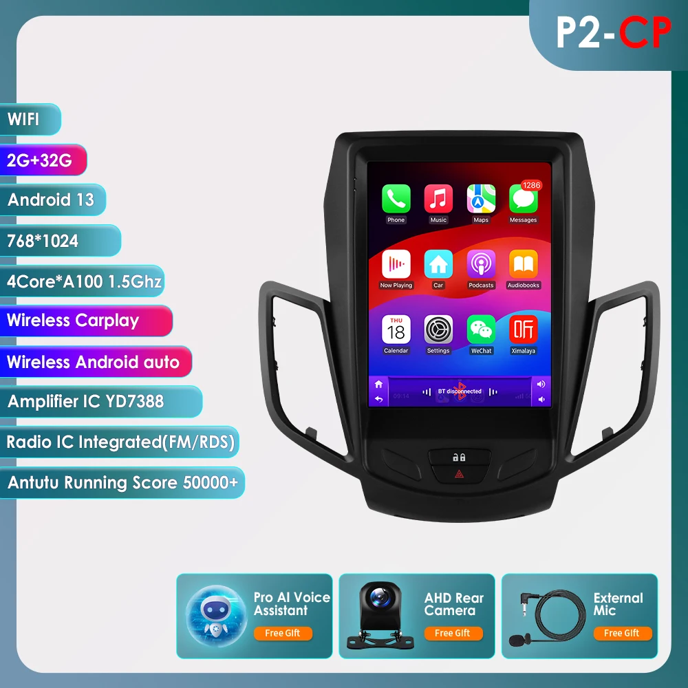 Android autoradio voor Ford Fiesta 2009-2017 autoradio multimediasysteem GPS Carplay 6115 Intelligent 9.7 inch verticaal scherm speler