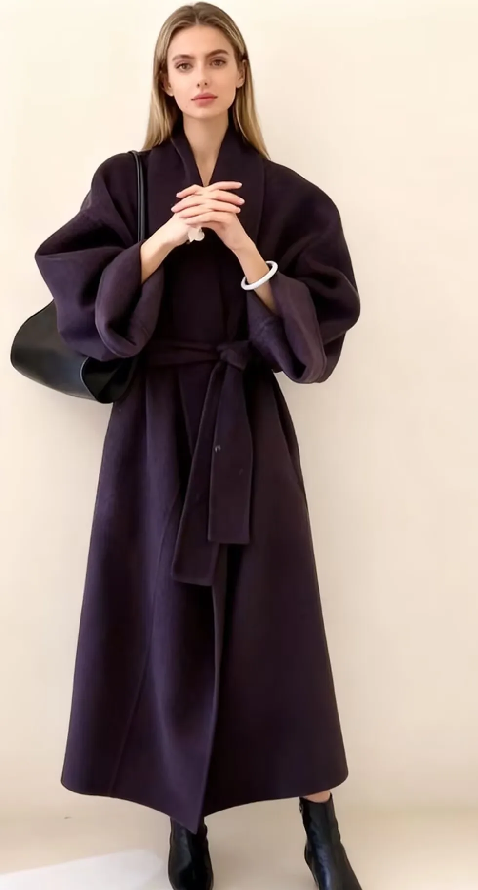 

Wool Blend Coats Womens Woolen Coat Print Winter Brocade Double-Breasted Notched Collar Elegant Mature British Style Office Lady