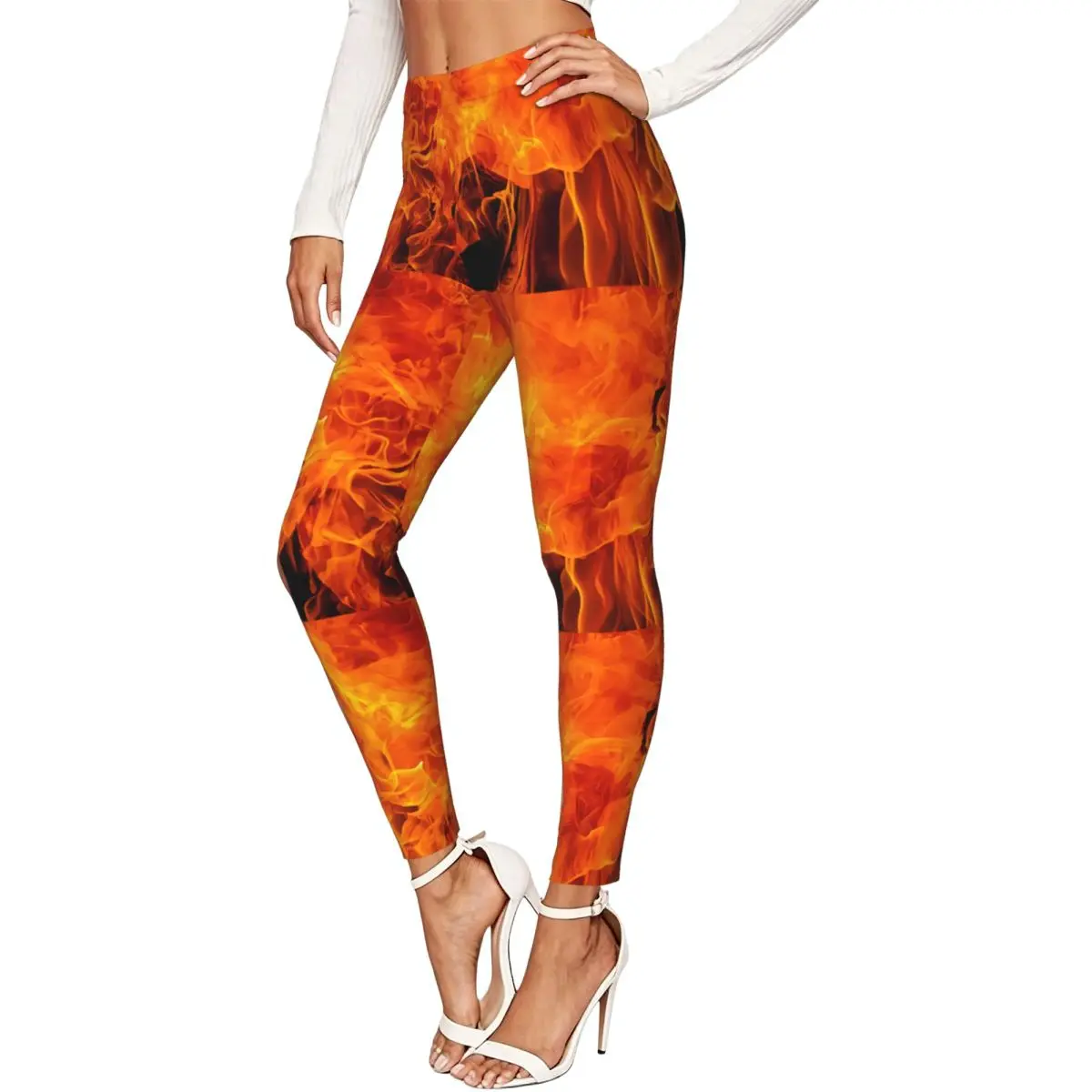 Blazes Of Fire Women Leggings High Waisted Stretch Tights Workout Running Pants