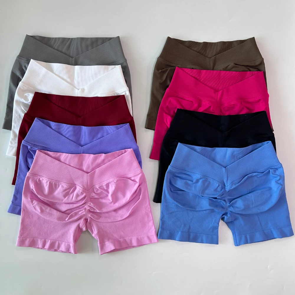 

Pericic Women Back V Waist Sport Shorts High Elastic Seamless Flex Scrunch Bum Workout Gym Shorts Yoga Booty Running Short Pants