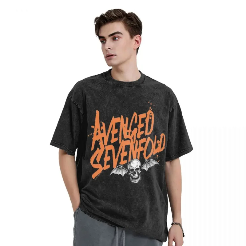 Washed T Shirt Avenged Sevenfold Hip Hop Vintage T-Shirts Street Streetwear Short Sleeve Graphic Tops Tee Shirt for Men Women