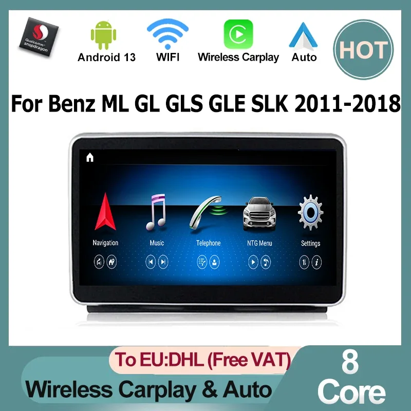 Snapdragon Android13 Car Radio Video Player For Mercedes Benz ML Class GLK GLS GLE SLK SLC SL ML W166 GL X166 Class Auto Carplay