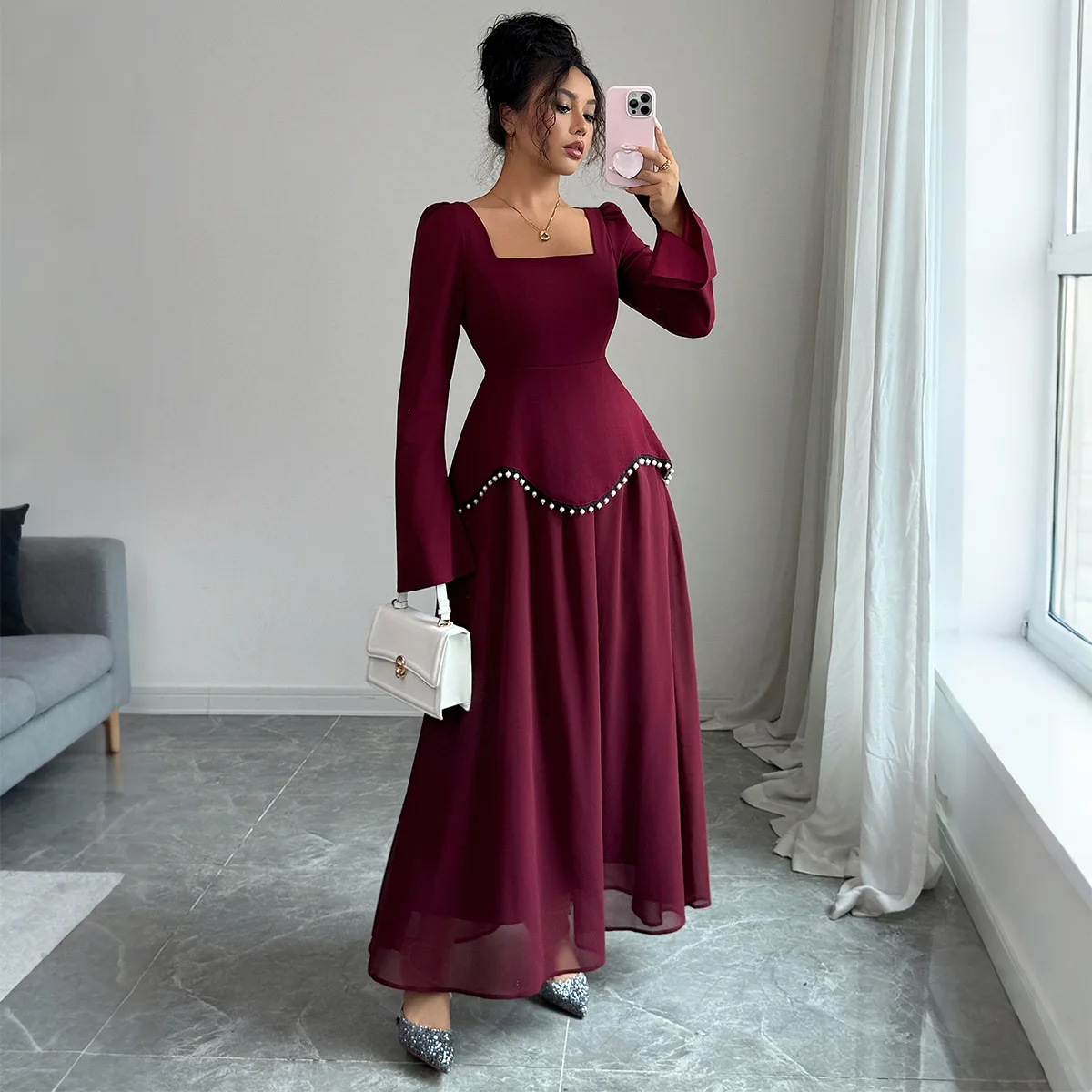 

Elegant And Simple Long-sleeved High-end Long Dress Women's Clothing 2026 Autumn And Winter Dress Elegant Beach Femme Vestidos