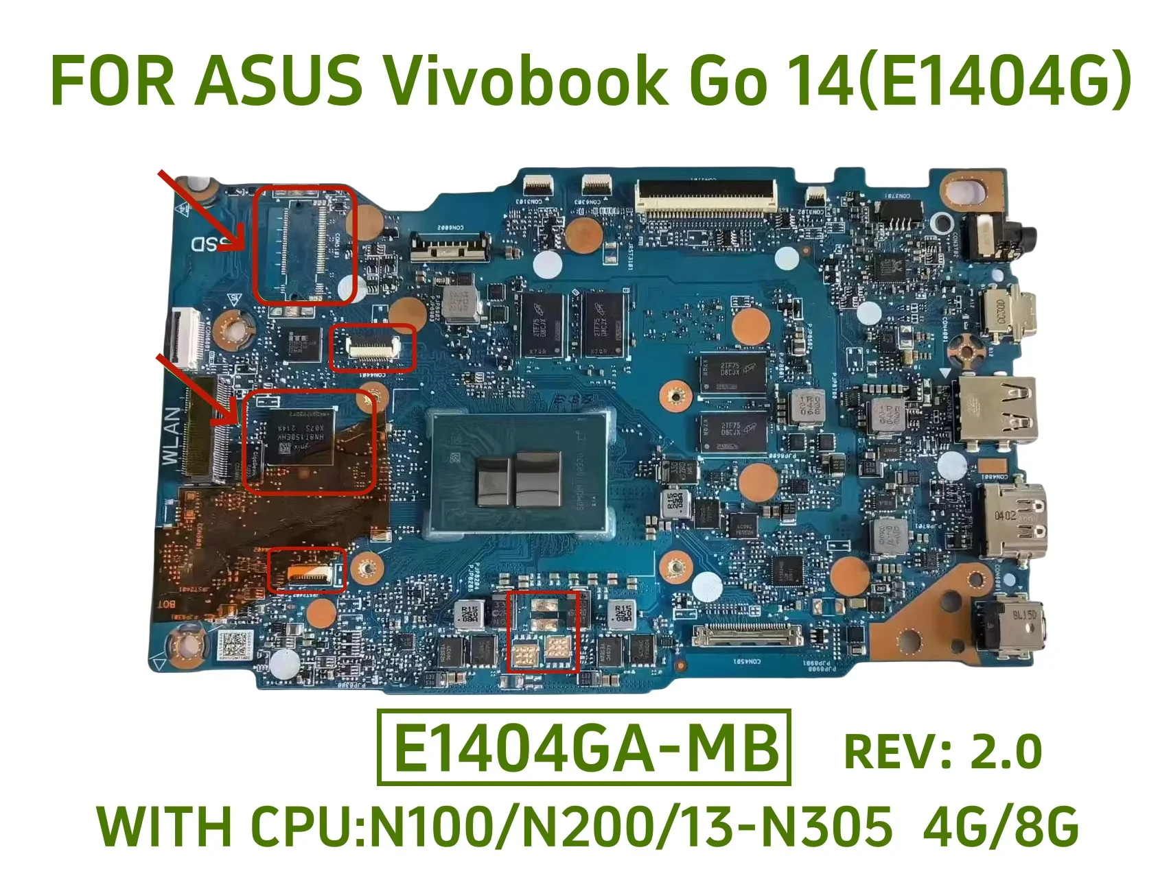 E1404GA-MB suitable for ASUS Vivobook Go 14(E1404) laptop N100 N200 I3-N305 CPU RAM 4G 8G 100% testing