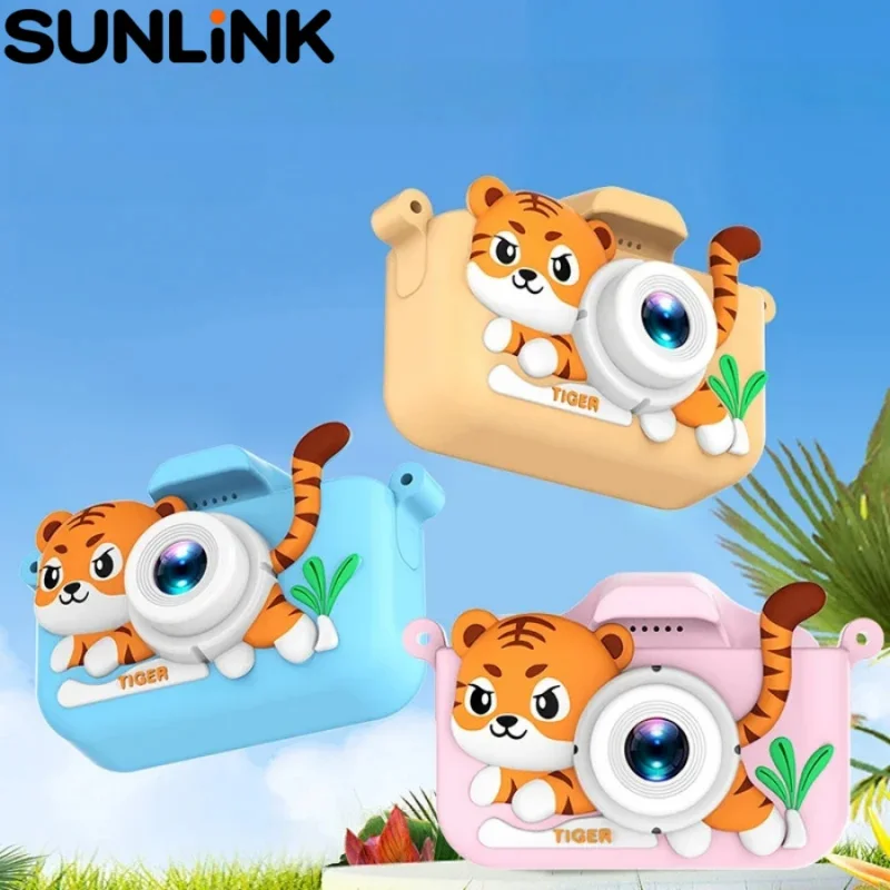 

1 шт., детская мини-цифровая камера HD с двойным объективом, игрушечная камера с мультяшным тигром, игровая консоль, подарок на день рождения