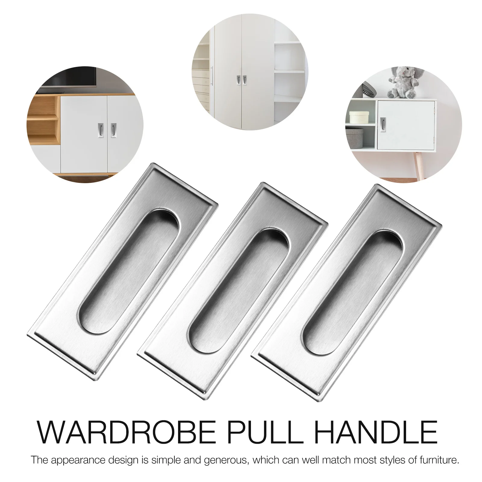 6 قطعة مقبض باب الخزانة من الفولاذ المقاوم للصدأ سحب غير مرئي لخزانة الملابس والأثاث سهل التركيب أجهزة التصميم الحديث #4
