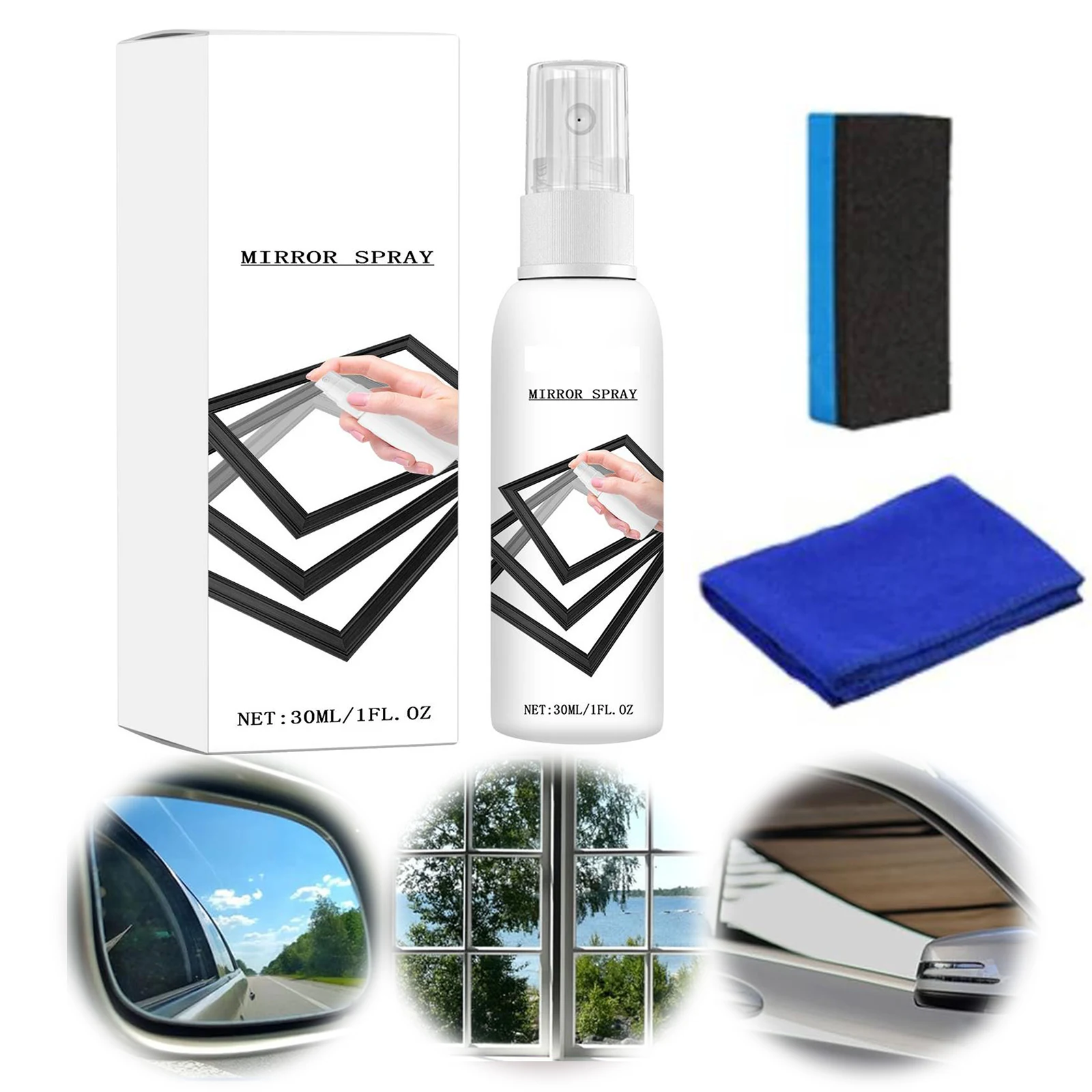 Glass Reflective Coating Spray 30 ML Easy To Apply Reflective One-Way Mirror Spray for Cars Mirrors and Other Glass Surfaces
