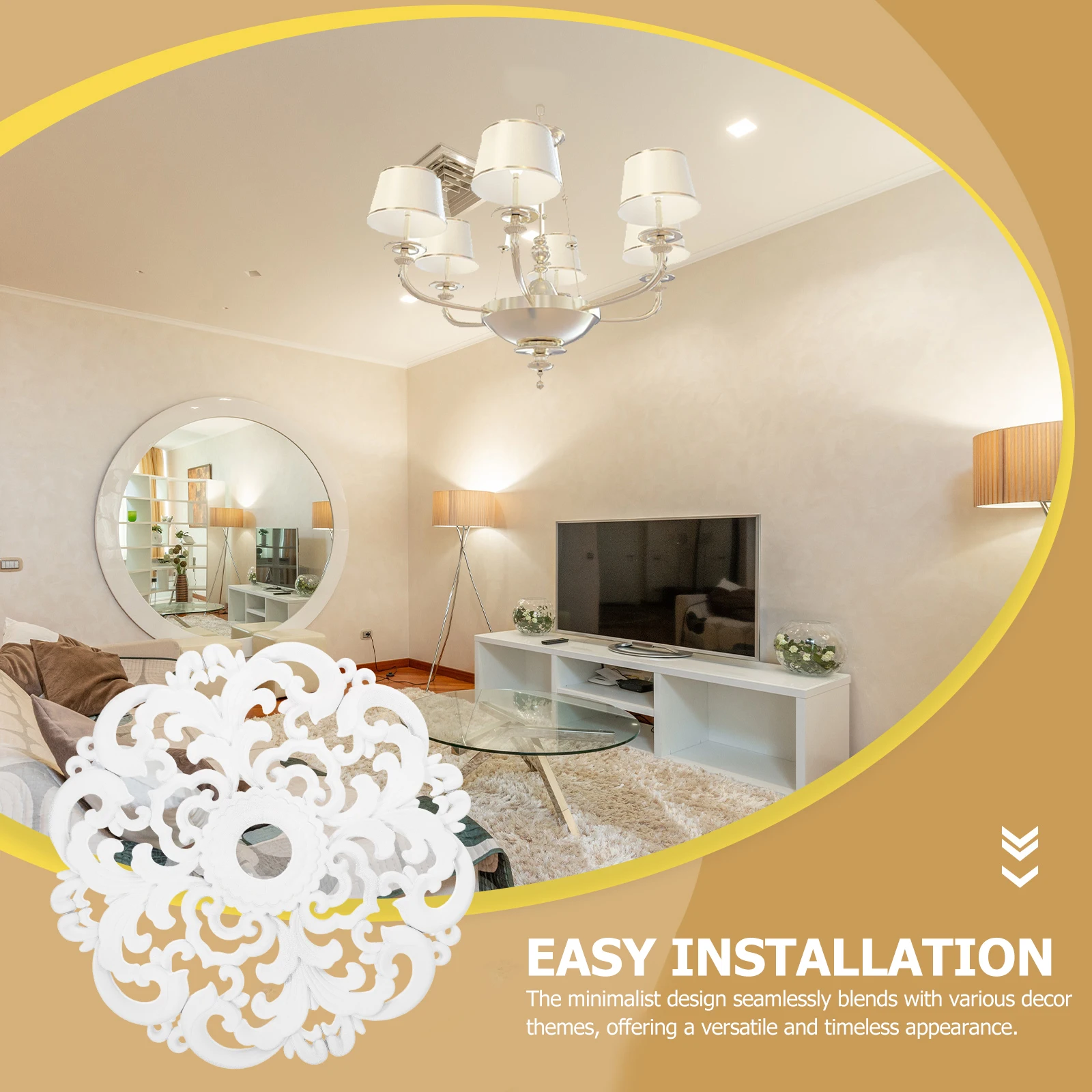 

1PC Ceiling Lamp Medallion Round Plaster Decorative Material for Chandeliers Bedroom Ceiling Fan Plate Medallions Solid Light