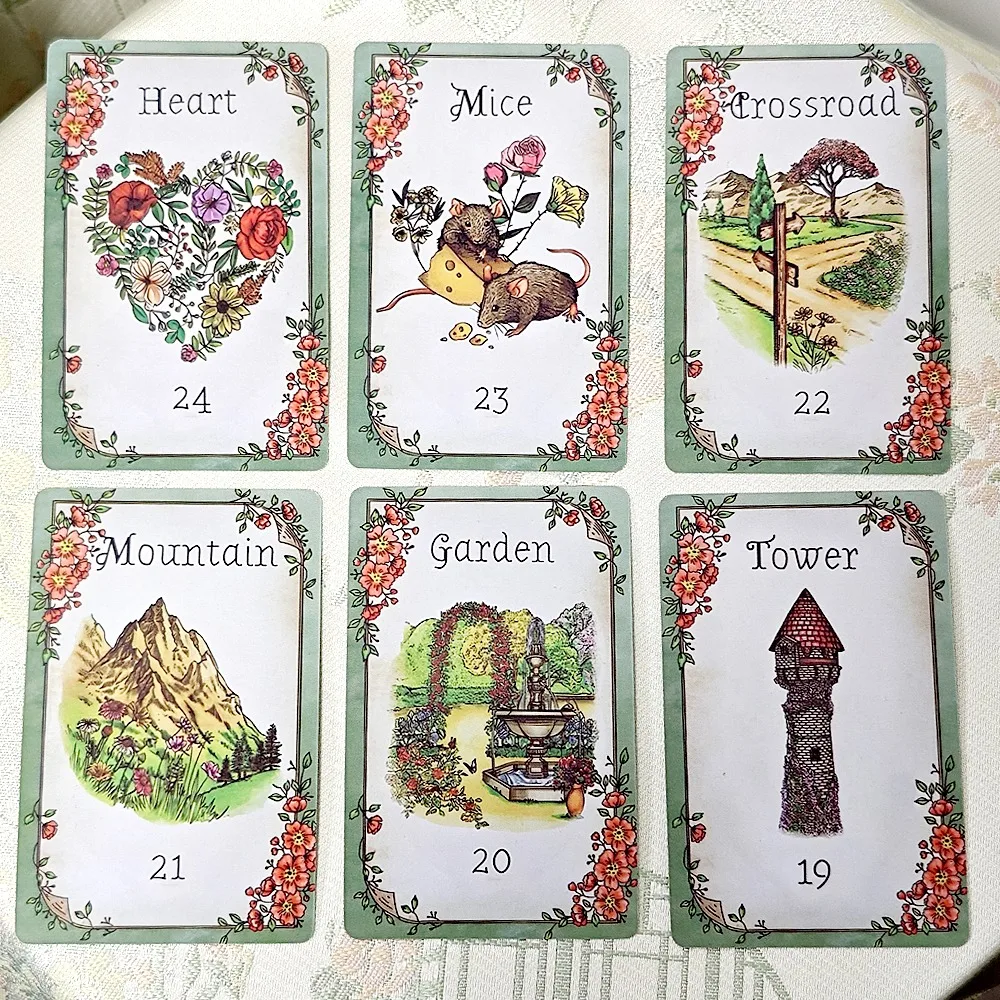 

Floraneum Lenormand Tarot Oracle 9*6cm 36 Lenormand Cards Illustrations Embellished with Flowery Decor