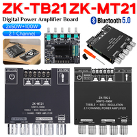 ZK-MT21 ZK-TB21 Amplified Bluetooth Board 2x50W+100W 2.1 Channel Subwoofer Board AUX 12V/24V Digital Power Amplifier Board