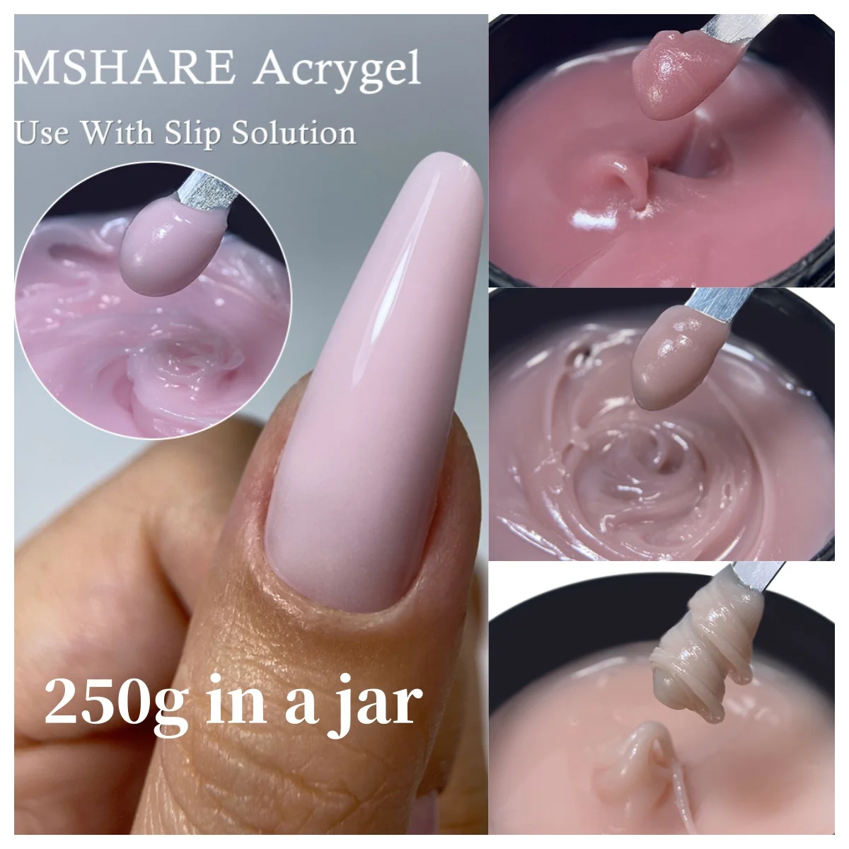 mshare-250g-ヌードカラーのアクリルジェル。ネイルエクステンション用。透明ポリジェル。透明ピンク。hema、tpo不使用のビルダージェル。