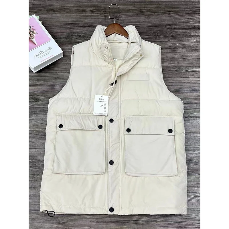 

plus Size 300 Pou Thiened down Cotton Jaet Stand Collar Svel Women's Winter Warm Vest irt All Matchings