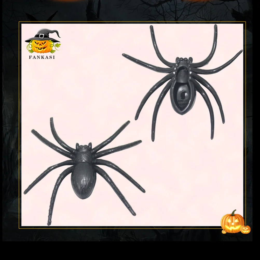 4 pcs Plastic Fake Spider Practical Jokes Props Realistic Rubber Spider for Prank Halloween Party halloween spider