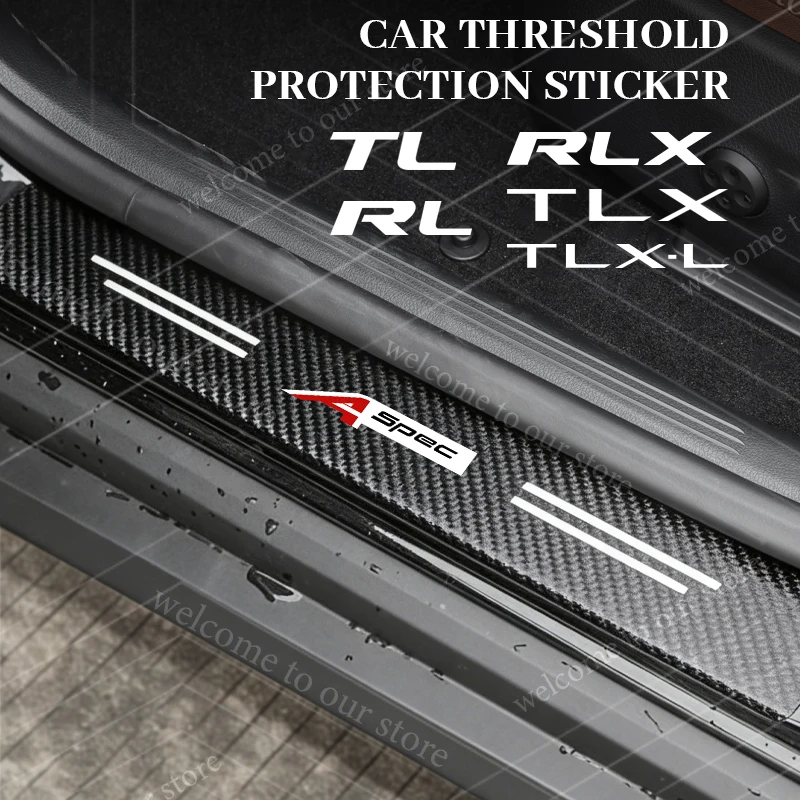 4/5 piezas para RL RLX A-Spec TLX-L TL TLX LOGO Type S MDX RDX, pegatinas de fibra de carbono para umbral de puerta, molduras y pegatinas para maletero de coche