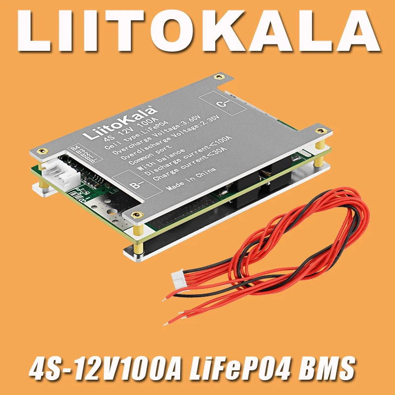 LiitoKala LiFePO4 4S-12V 8S-24V 100A 200A BMS for Rechargeable LiFePO4 Battery with Same Port for 3.2V LiFePO4 Battery