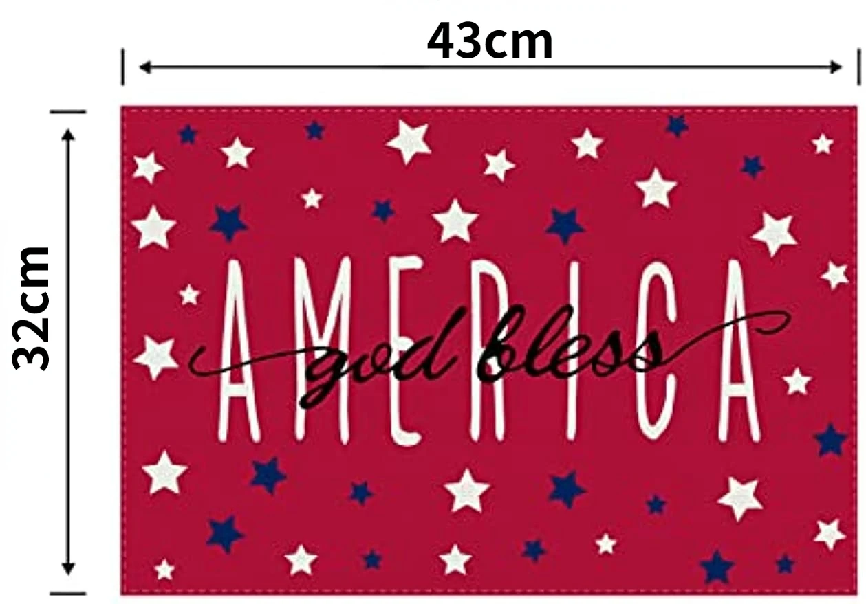 4th of July Linen Patriotic Placemats Holiday Party Table Accessorie Red White Blue Independence Day Table Mat Kitchen Decor