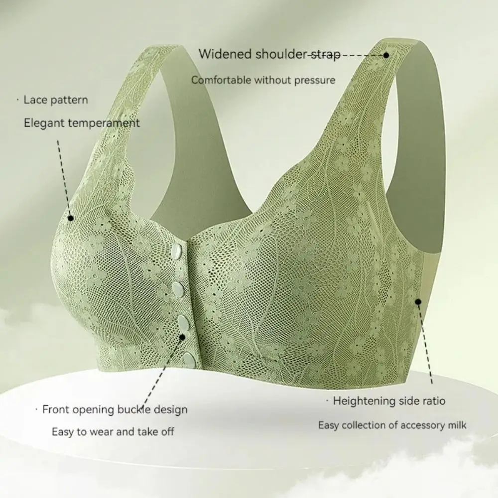 Without Steel Ring Sexy Lace Underwear Comfortable Breathable Bras for Older Women Vest Style Widened Shoulder Straps