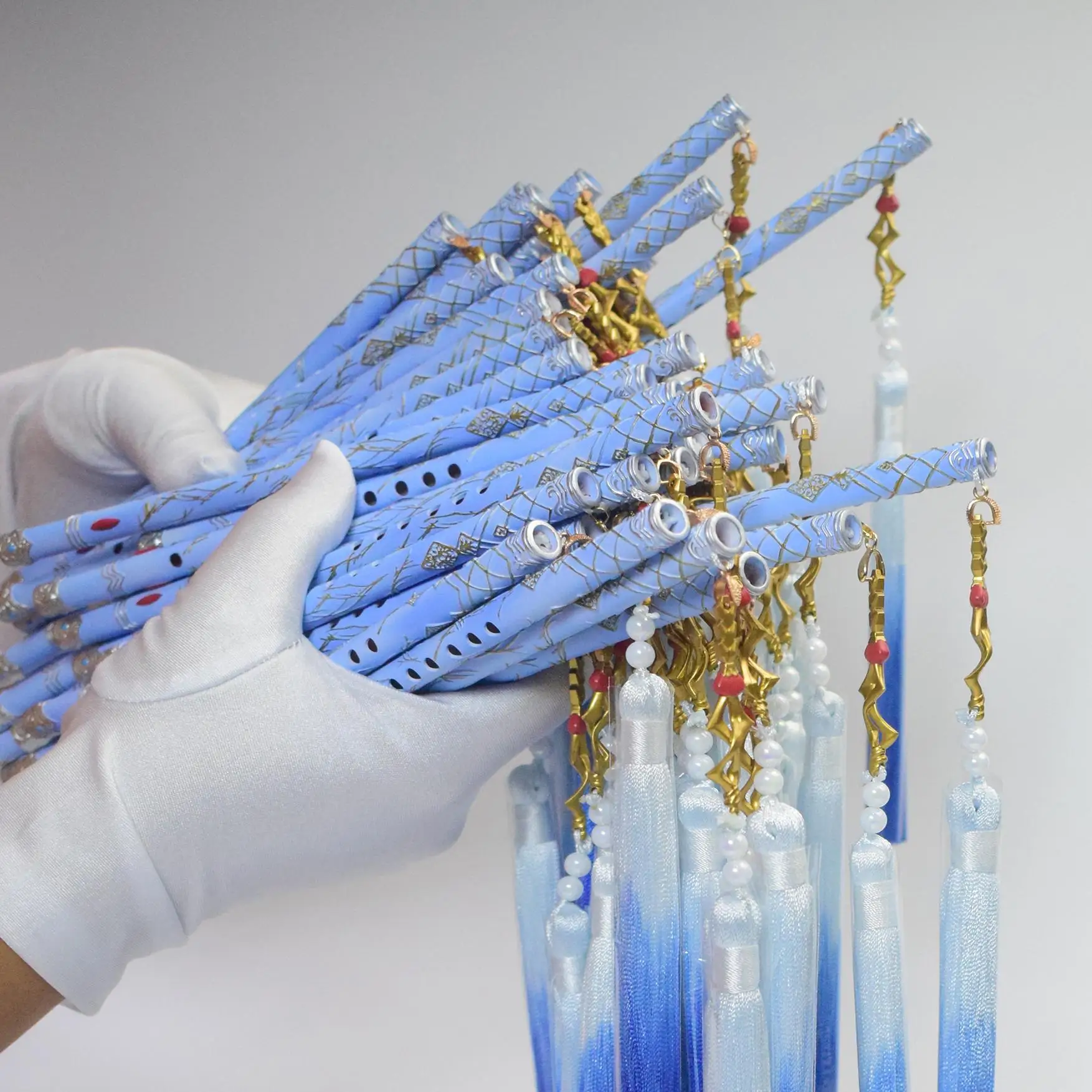 ความรักและ Deepspace Rafayel คอสเพลย์ Prop Rafayel ขลุ่ย Lemurian Sea God ขลุ่ยอาวุธ Mistsea Descent สําหรับ Hallowmas Party Prop