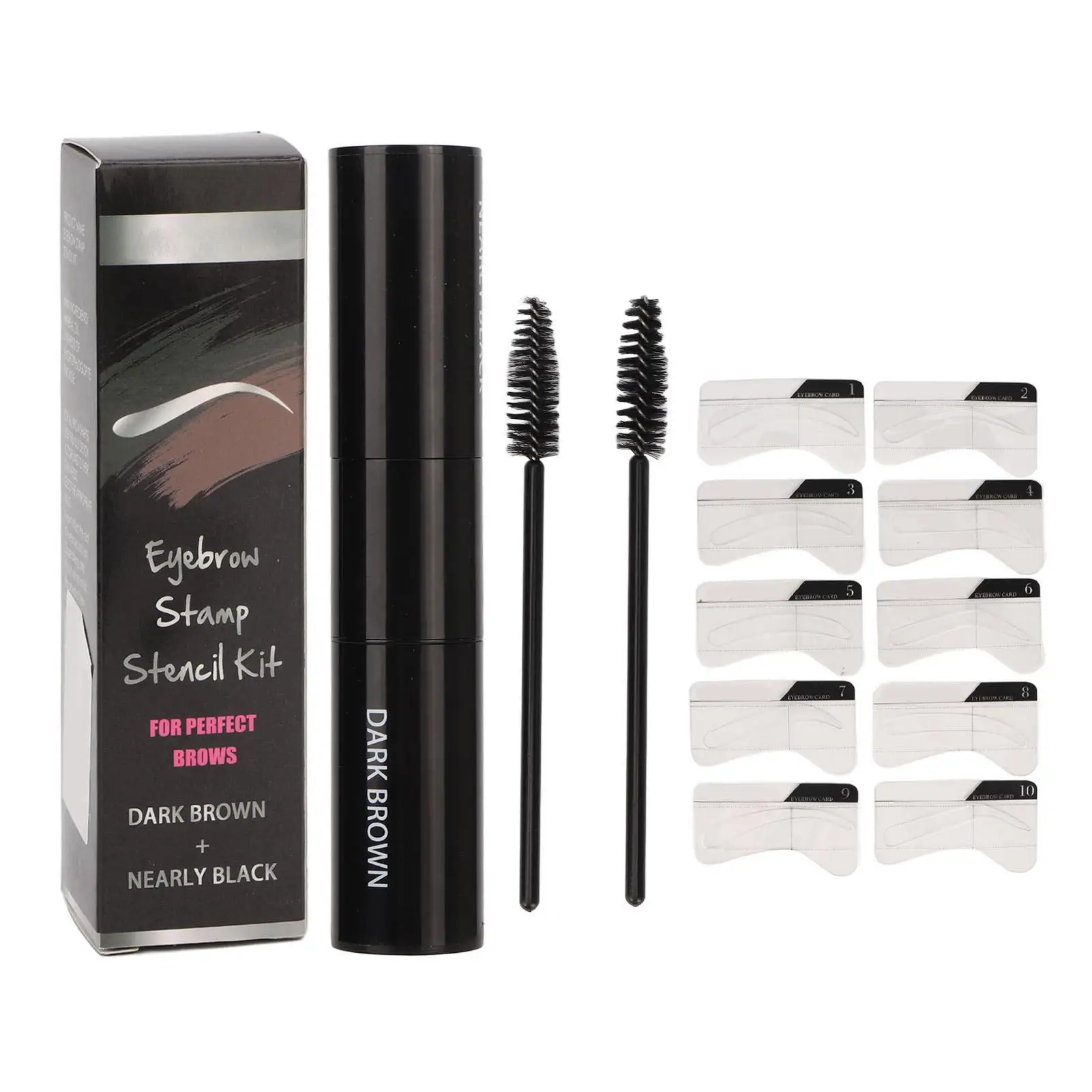 Sobrancelha Shaping Pó Set com Stencils, impermeável, 2 cores, Sweatproof Brow Kit, Perfeito Brows, 3,6g