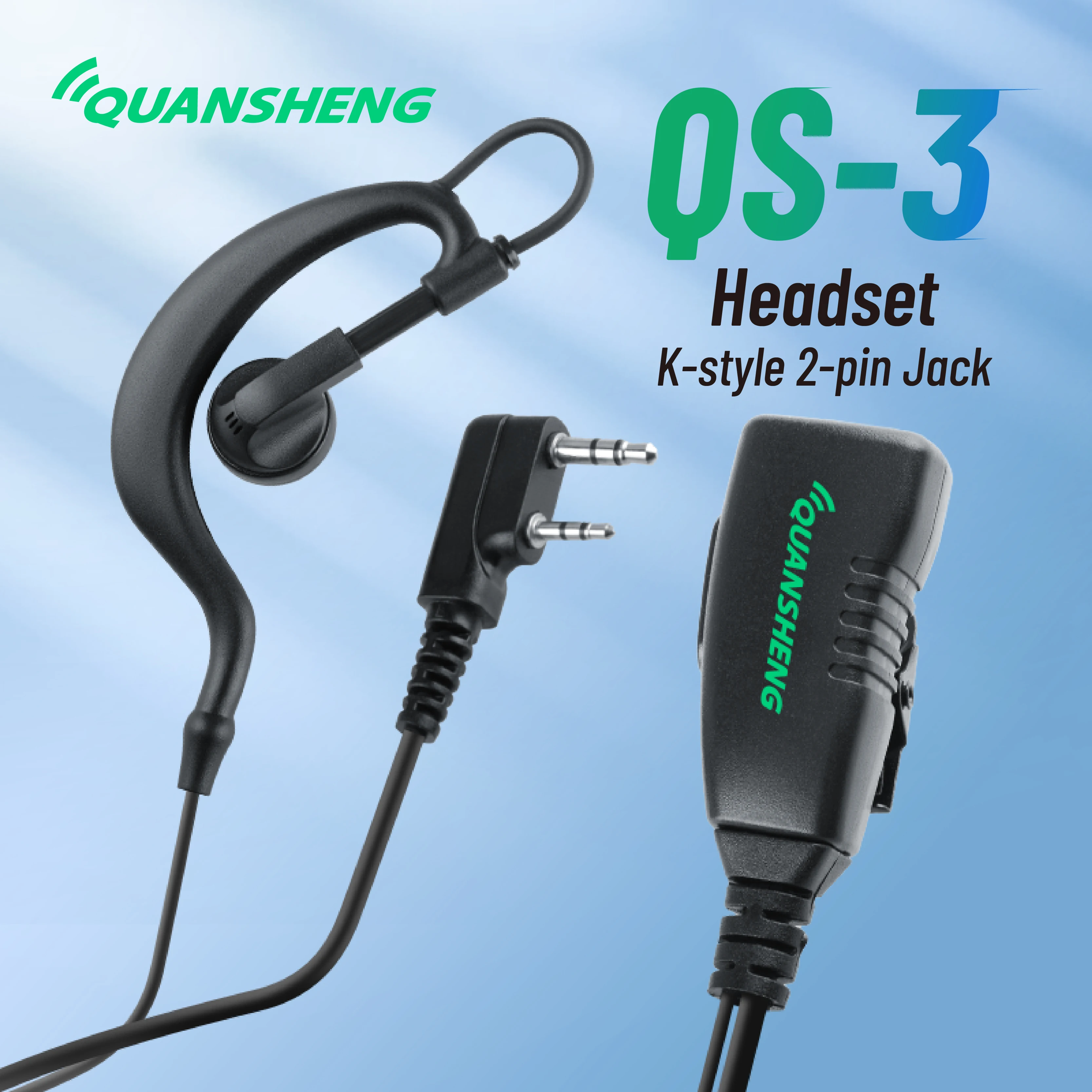 

Гарнитура-наушники Quansheng QS-3 с 2-контактным разъемом для раций Quansheng UV-K5, UV-K5(8), UV-K6, UV-K1, UV-K1(8), TG-1680 и т.д.
