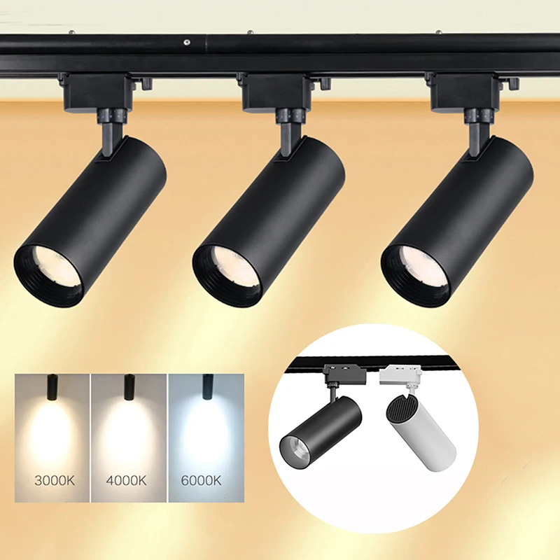 고정장치 스팟 LED COB 트랙 조명, 벽 램프 레일, 220V, 30W 트랙 레일 스포트라이트, 의류 매장, 가정용