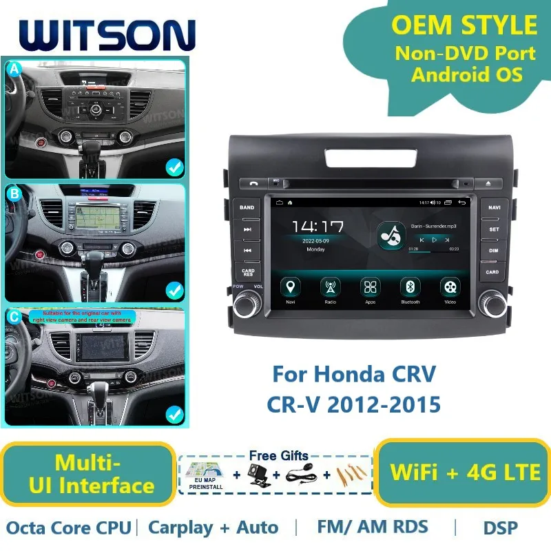 

WITSON Android 13 авто стерео для Honda CRV CR-V 2012-2015 Carplay Navi автомобильное радио GPS Bluetooth 4G WiFi Мультимедиа