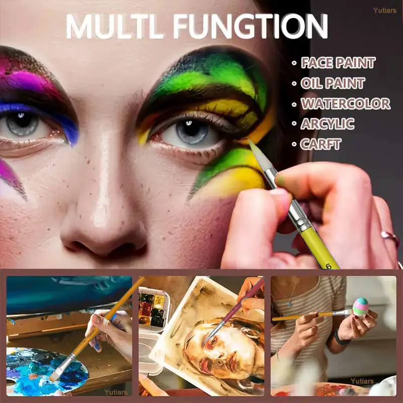 10 قطعة/المجموعة ألوان الجسم الطلاء فرش مجموعة متعددة الوظائف النايلون الشعر اللوحة فرش الفنان فرش الوجه الجسم الطلاء فرش #6