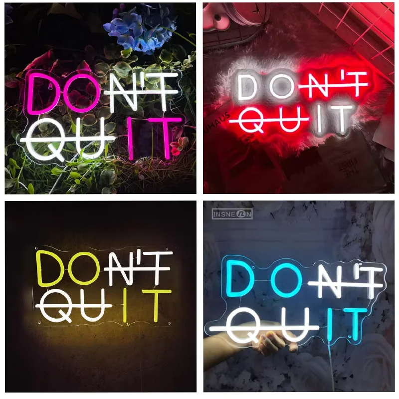 Don'T QUIT LED Insegna al neon USB per sala giochi Casa Camera da letto Uomo Cave Decor Wall Art Palestra Aula Regali per bambini Motivare la luce al neon